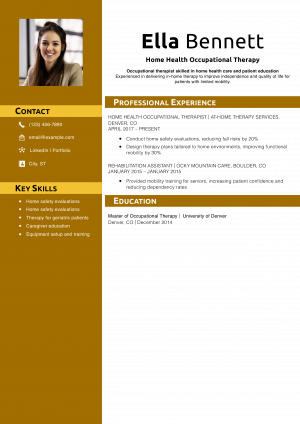 Home Health Occupational Therapy Resume