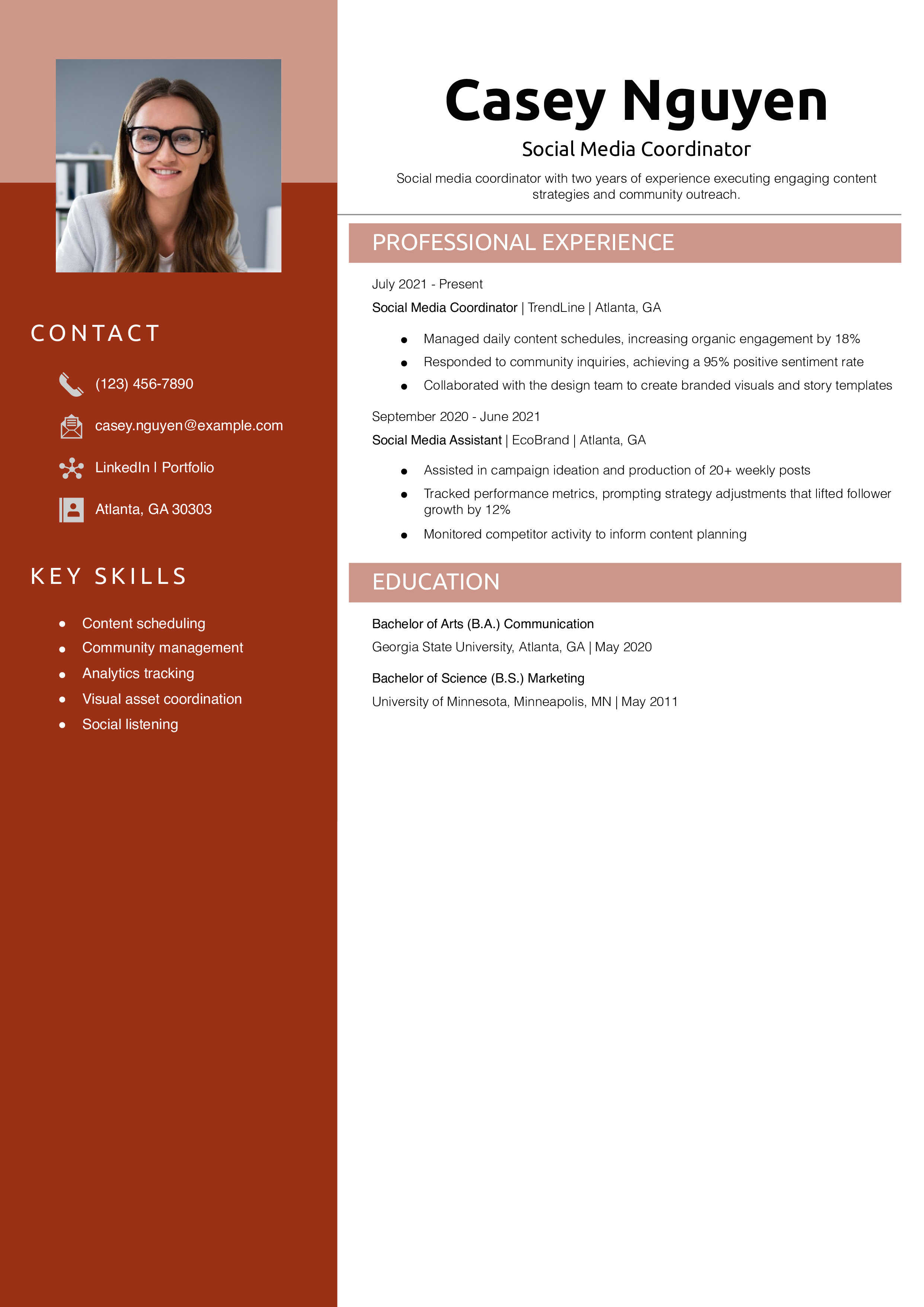 Social Media Coordinator Resume Example