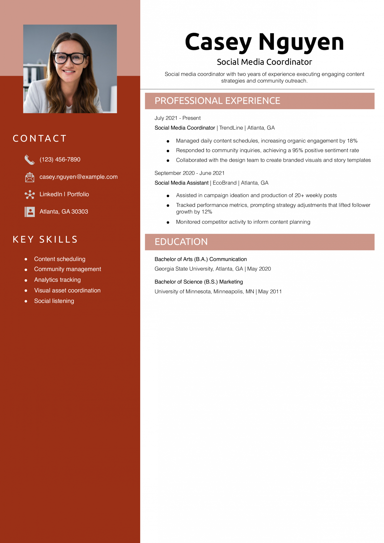 Social Media Coordinator Resume Example