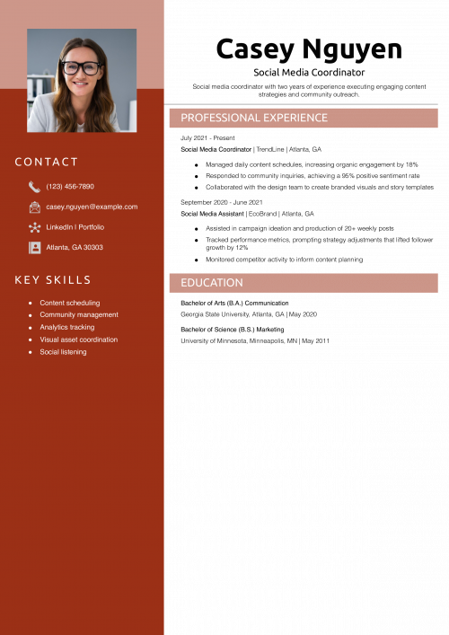 Social Media Coordinator Resume Example