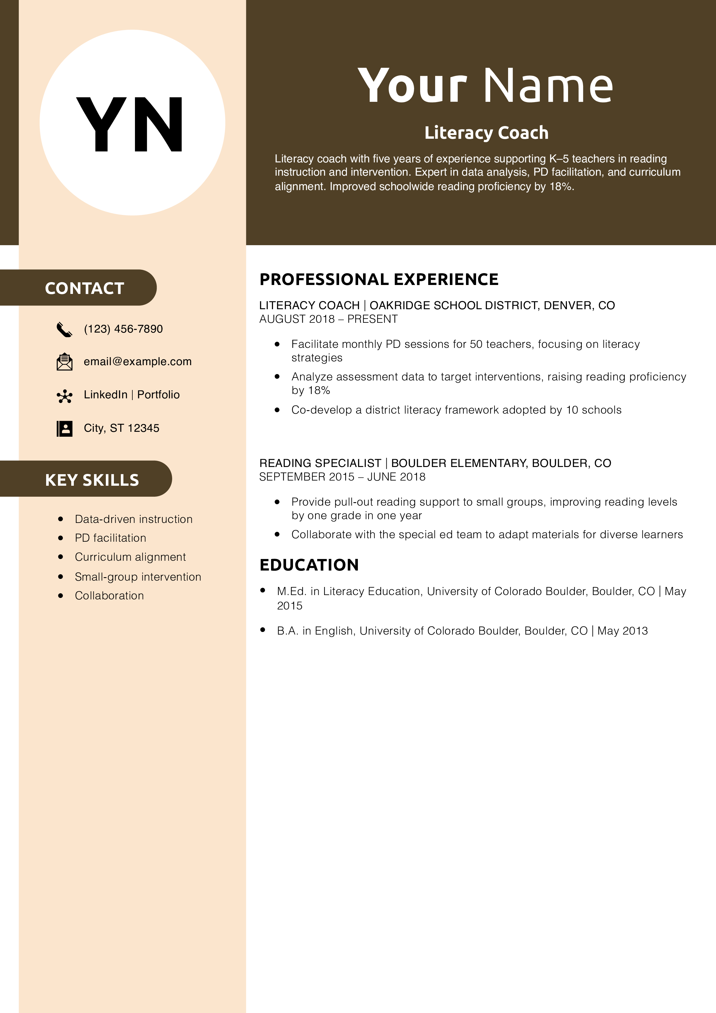 Literacy Coach Resume Example