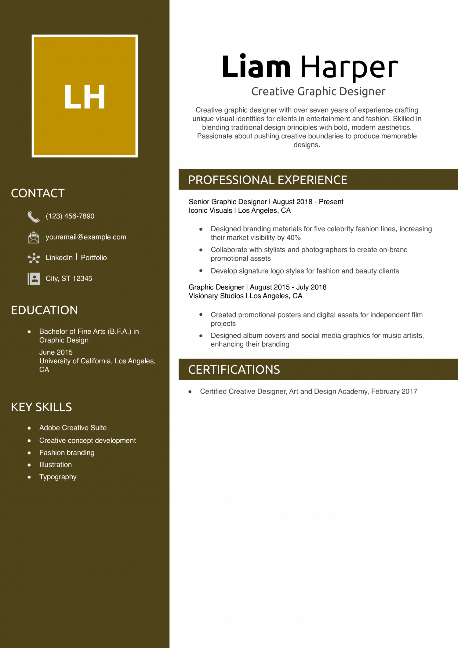 Creative Graphic Designer Resume Example