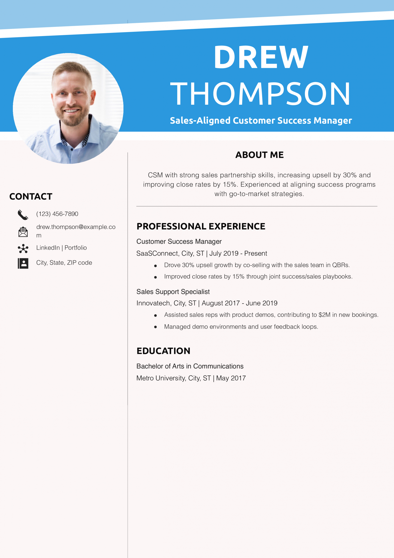 Sales-Aligned Customer Success Manager Resume Example