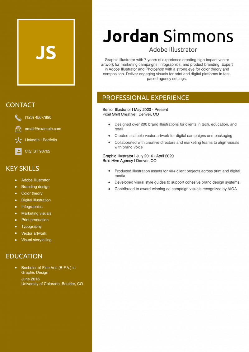 Adobe Illustrator Resume