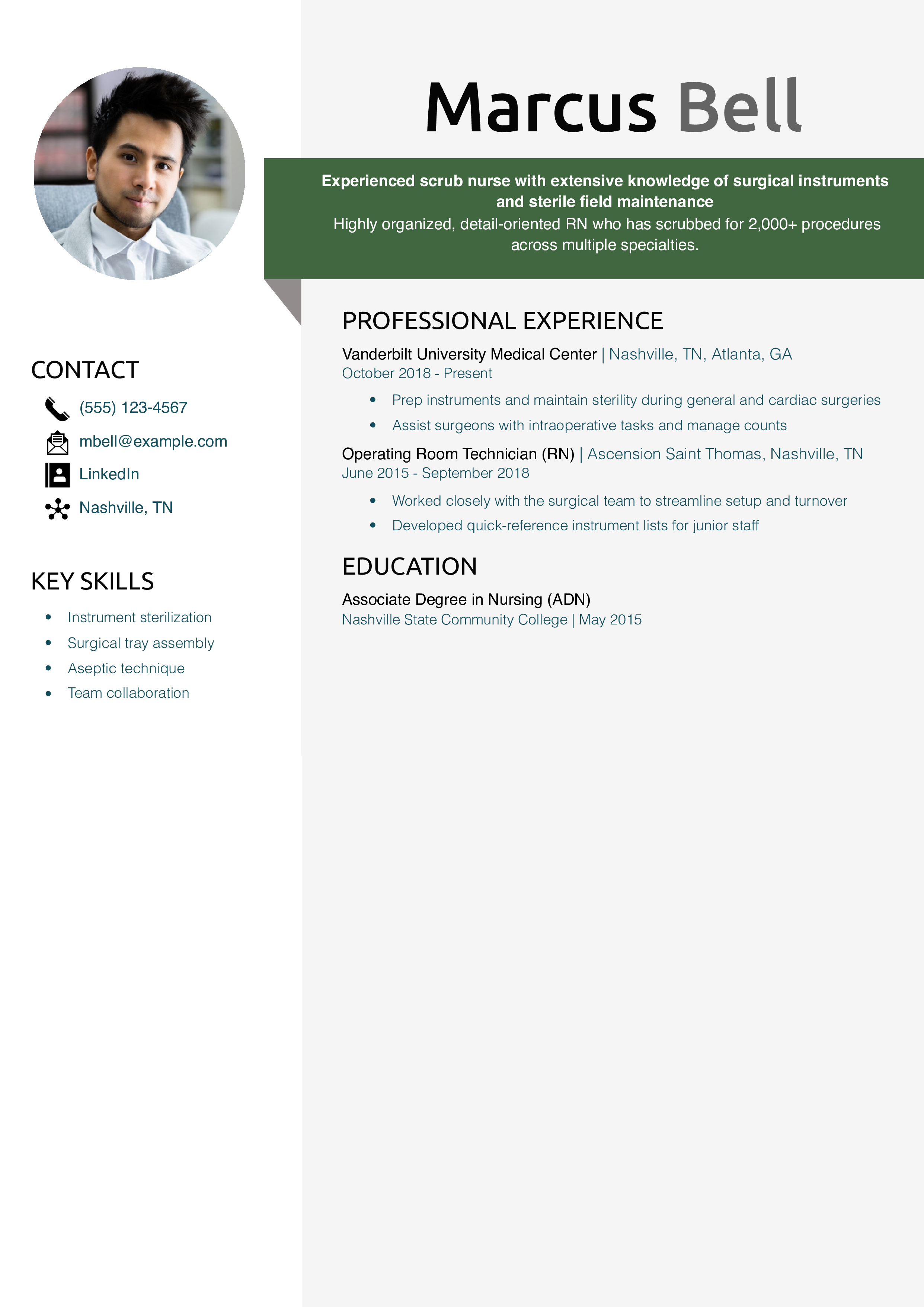 Scrub Nurse Resume