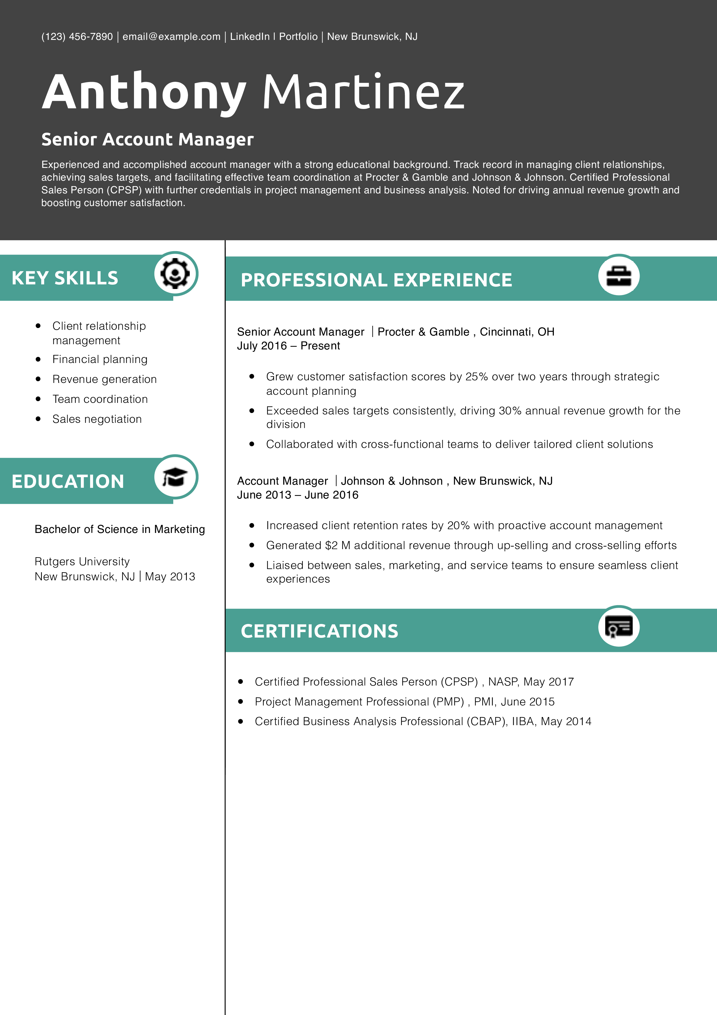 Senior Account Manager Resume Example