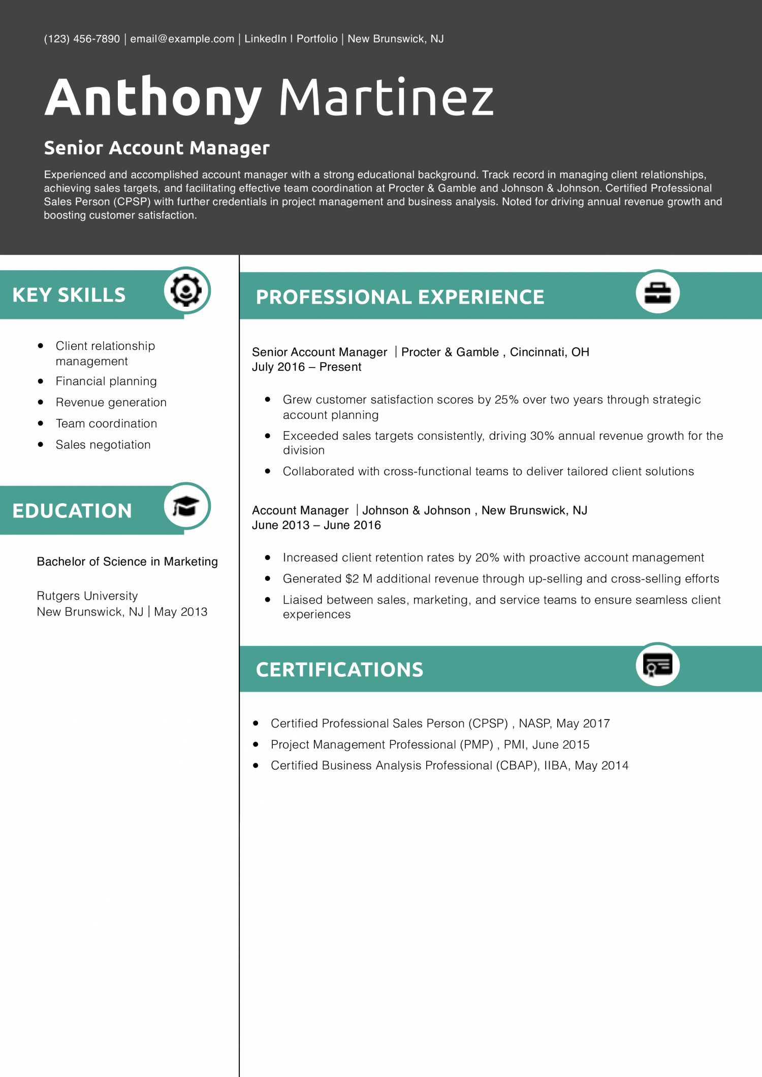 Senior Account Manager Resume Example
