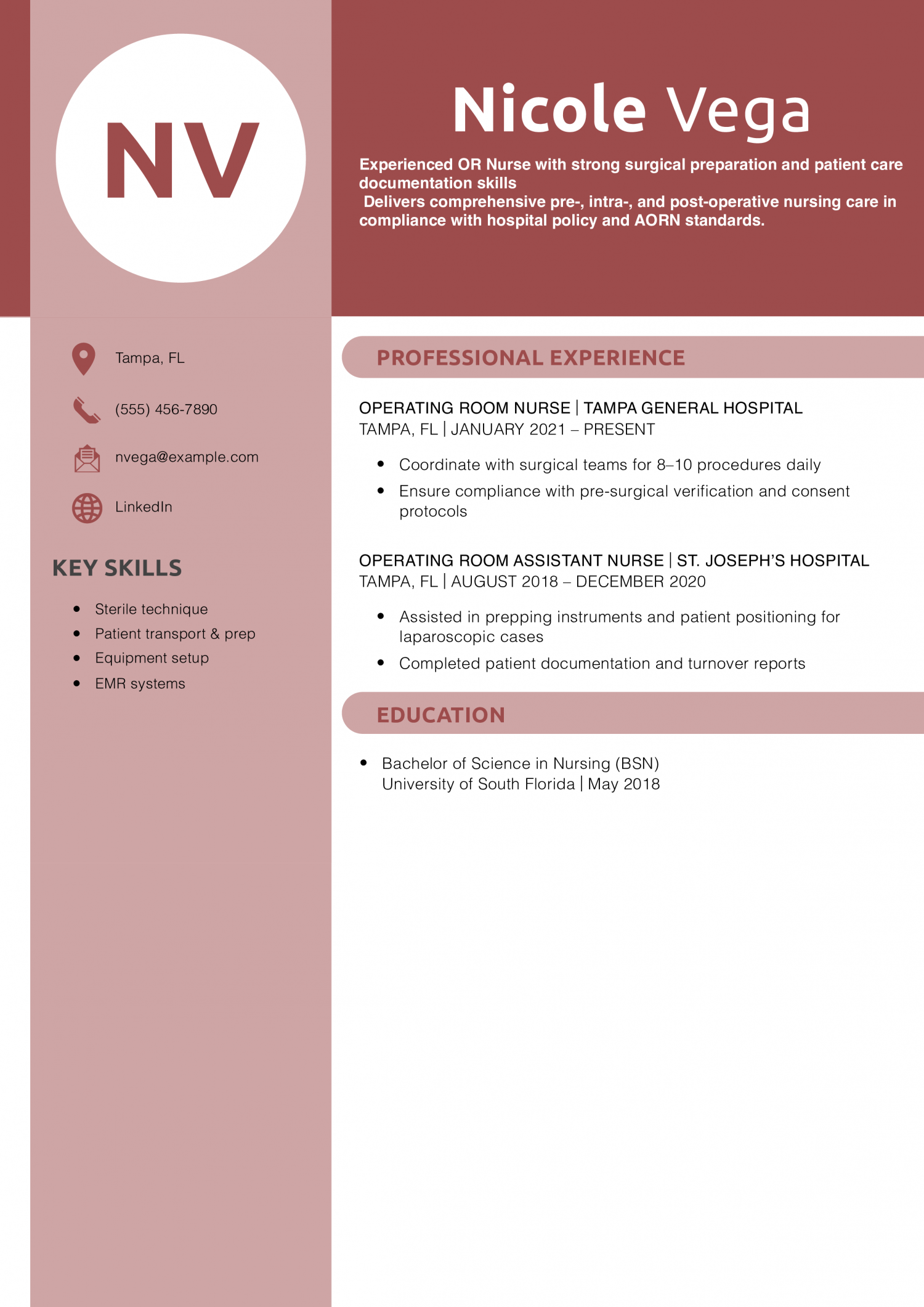 Operating Room Nurse Job Description Resume