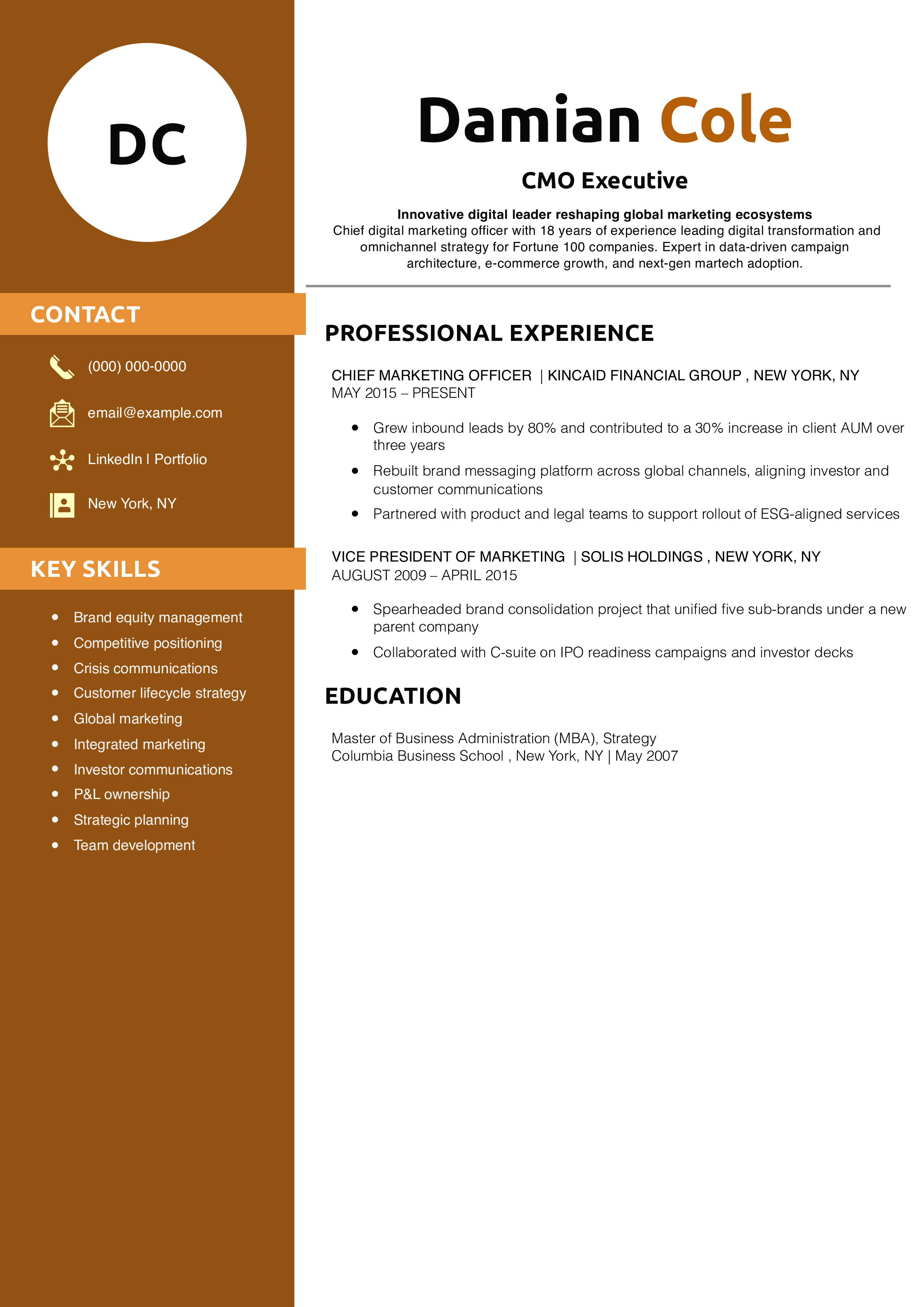 CMO Executive Resume