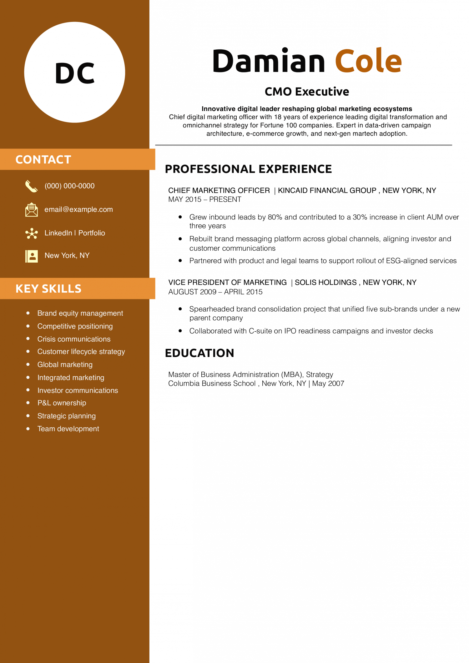 CMO Executive Resume