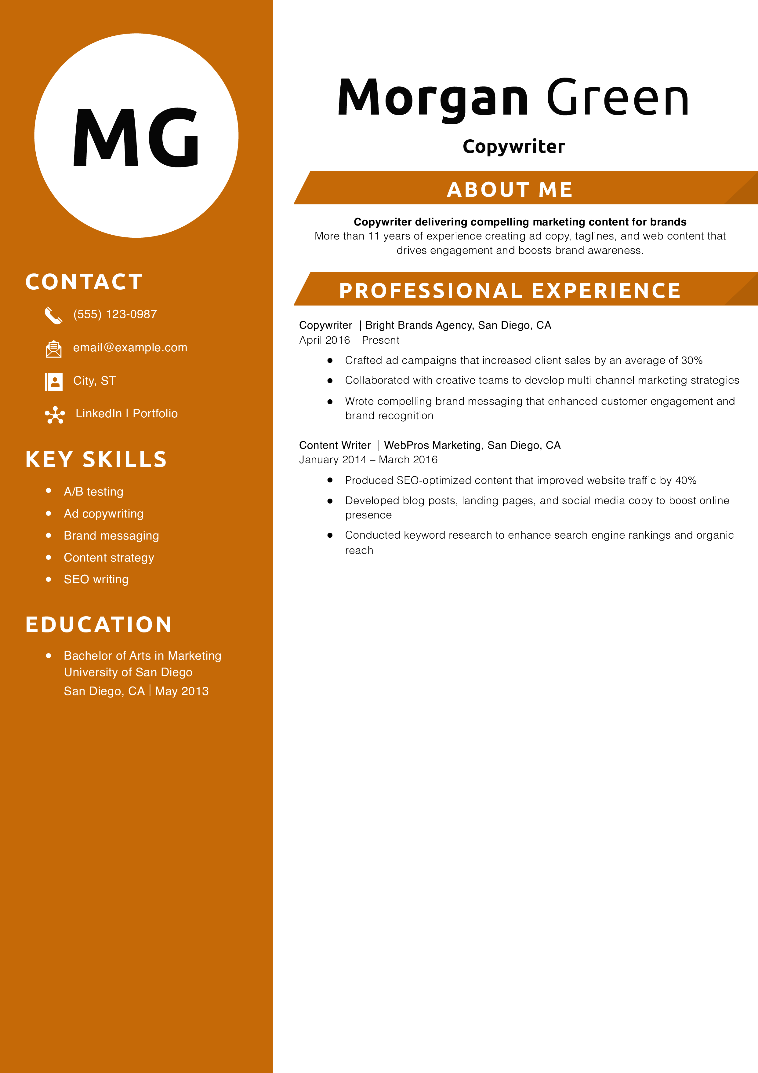 Copywriter Resume
