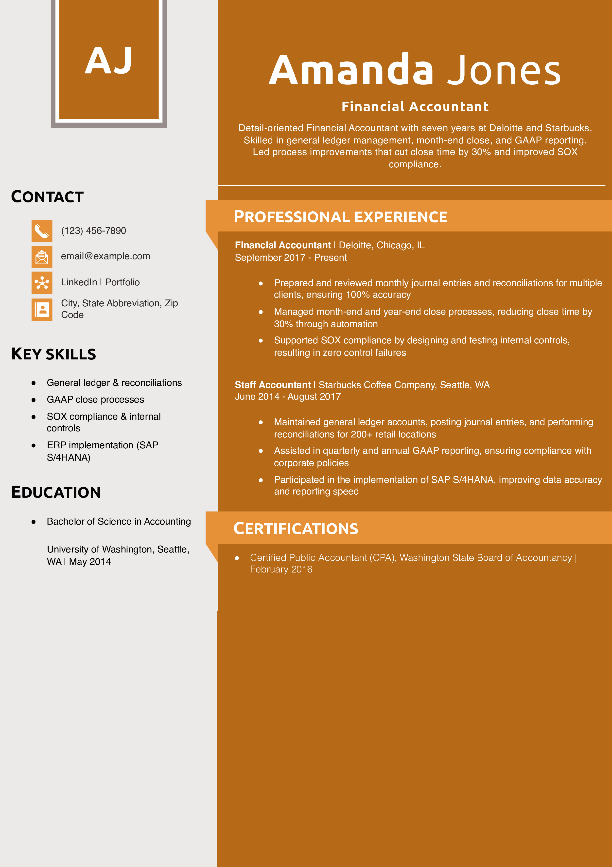 Financial Accountant Resume Example
