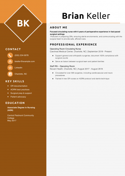 Operating Room Circulating Nurse Resume