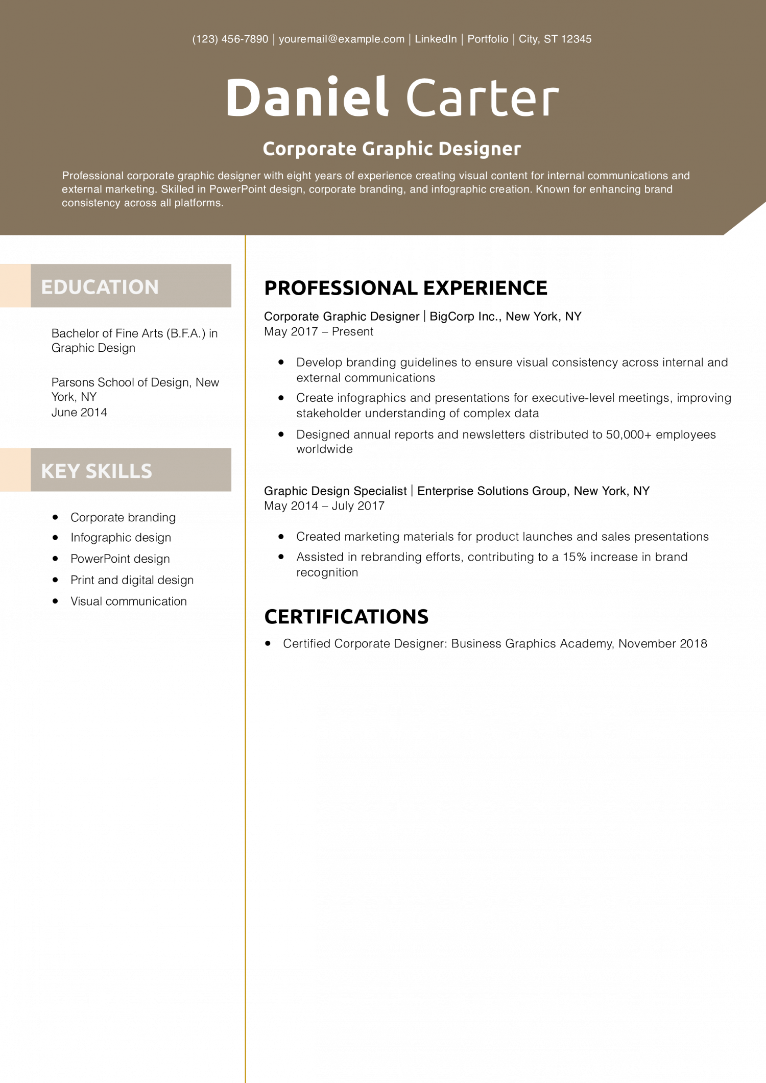 Corporate Graphic Designer Resume Example