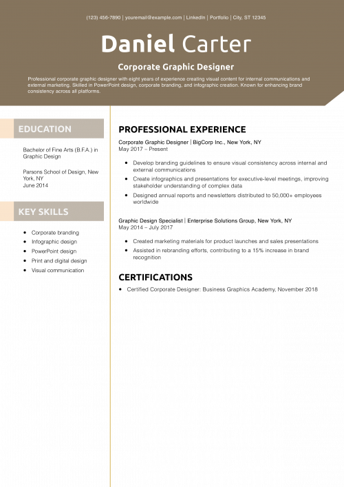 Corporate Graphic Designer Resume Example