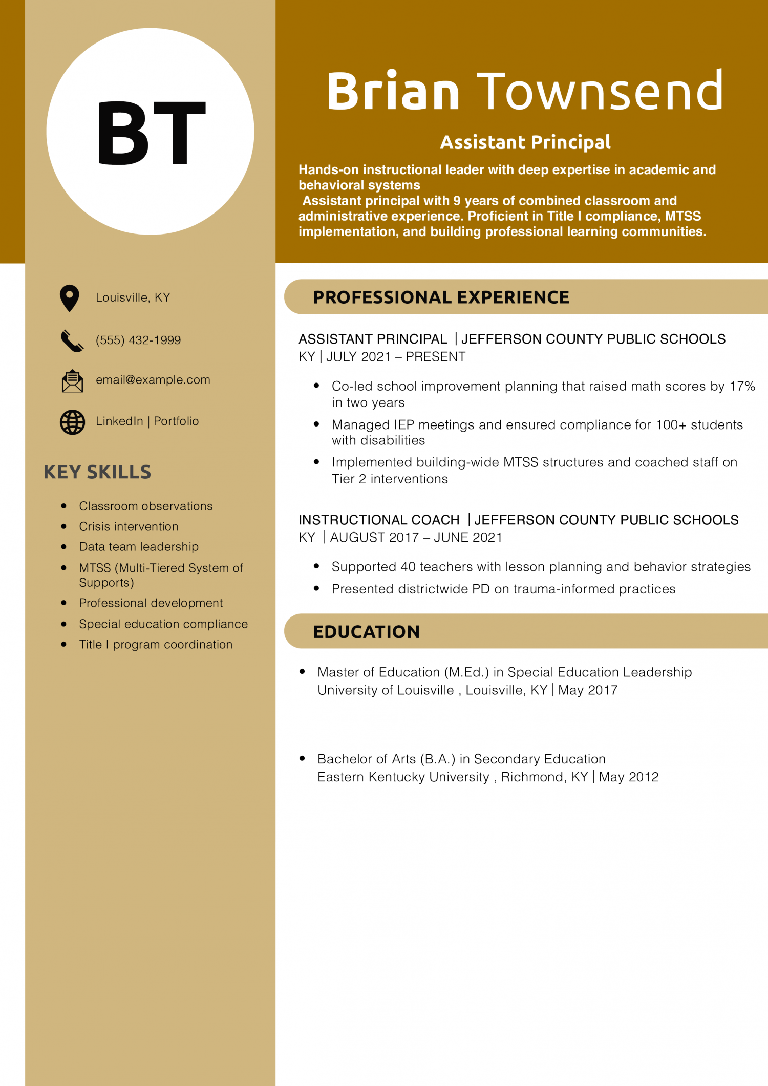 Assistant Principal Skills Resume 