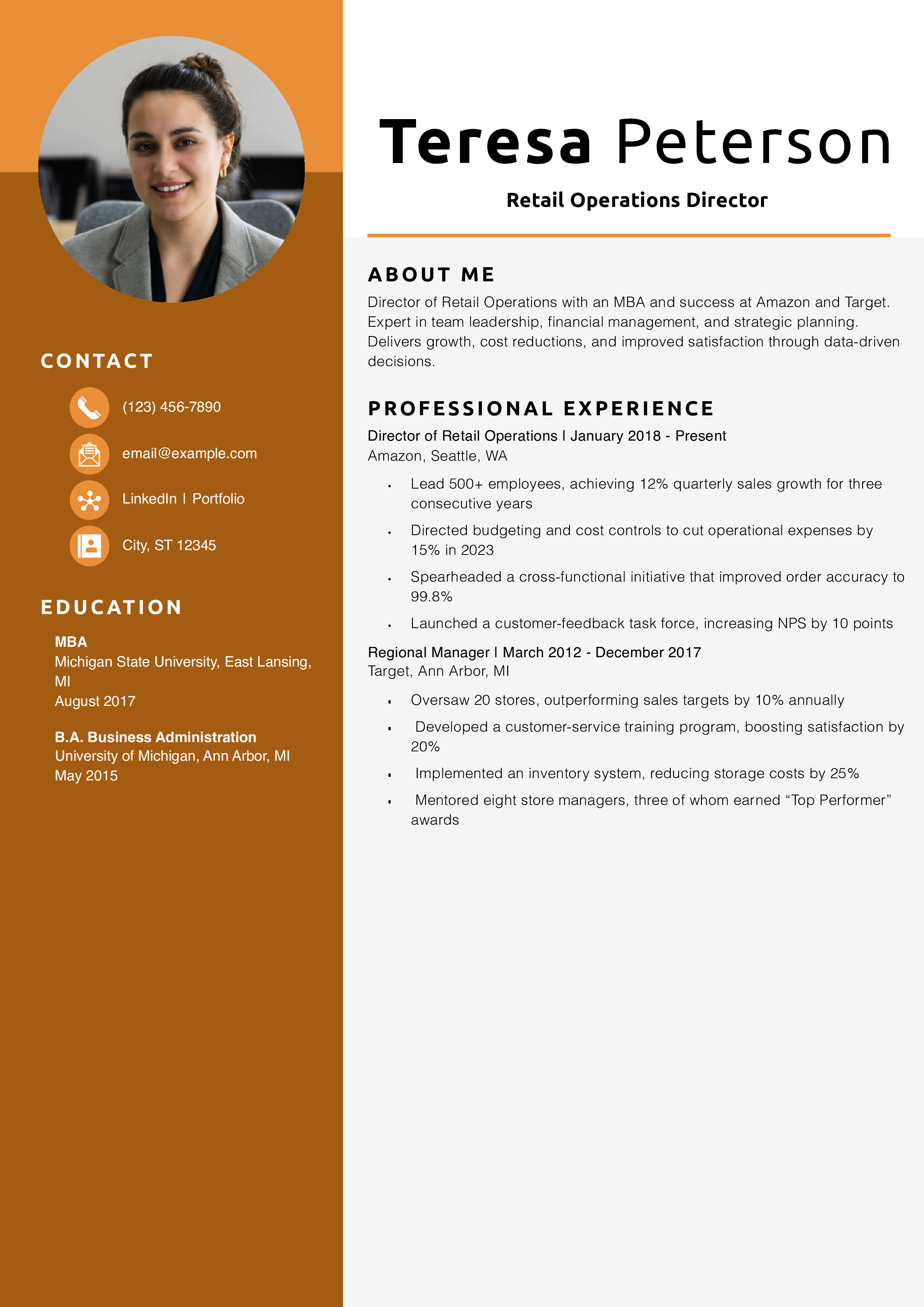 Retail Operations Director Resume Example