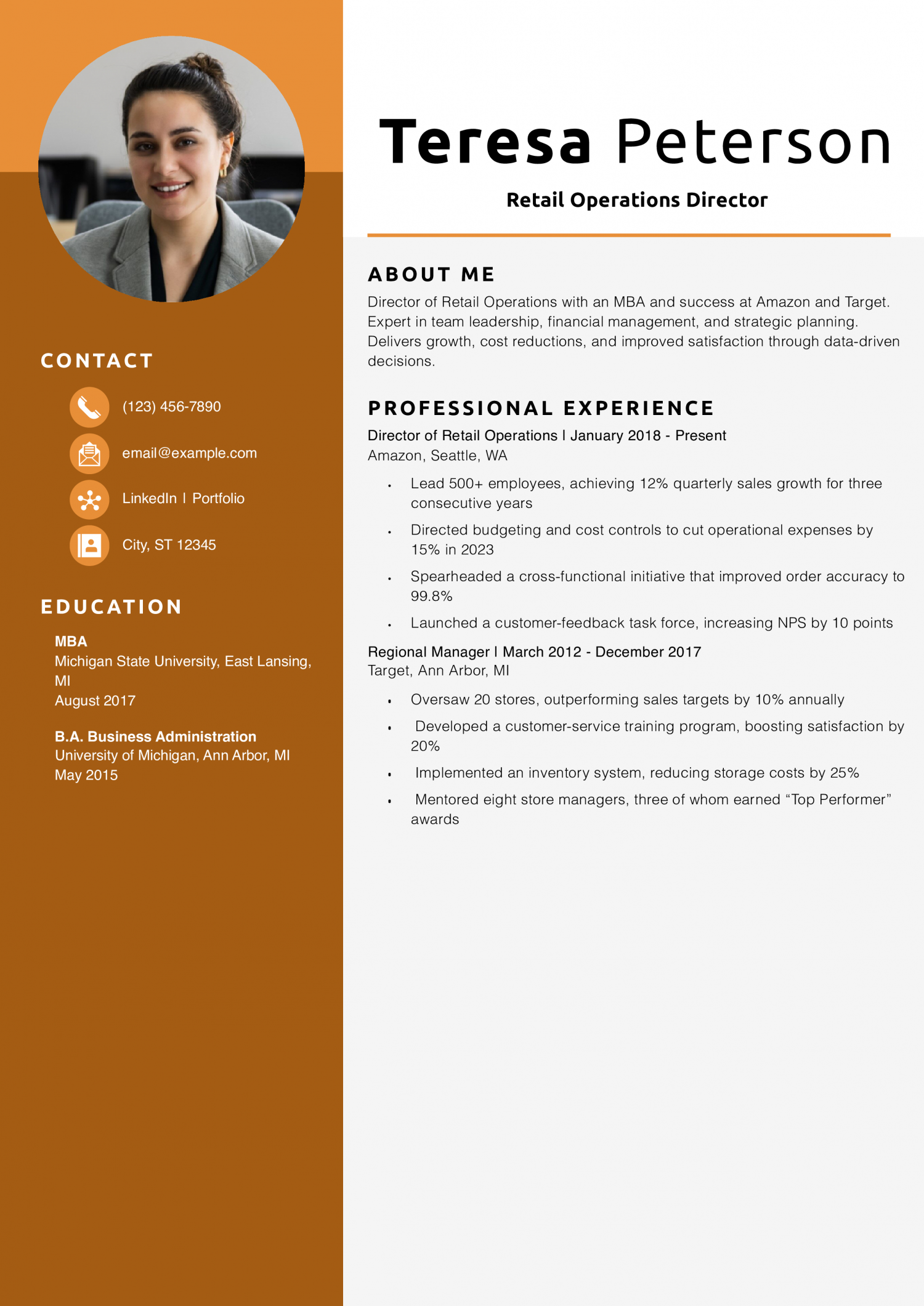 Retail Operations Director Resume Example