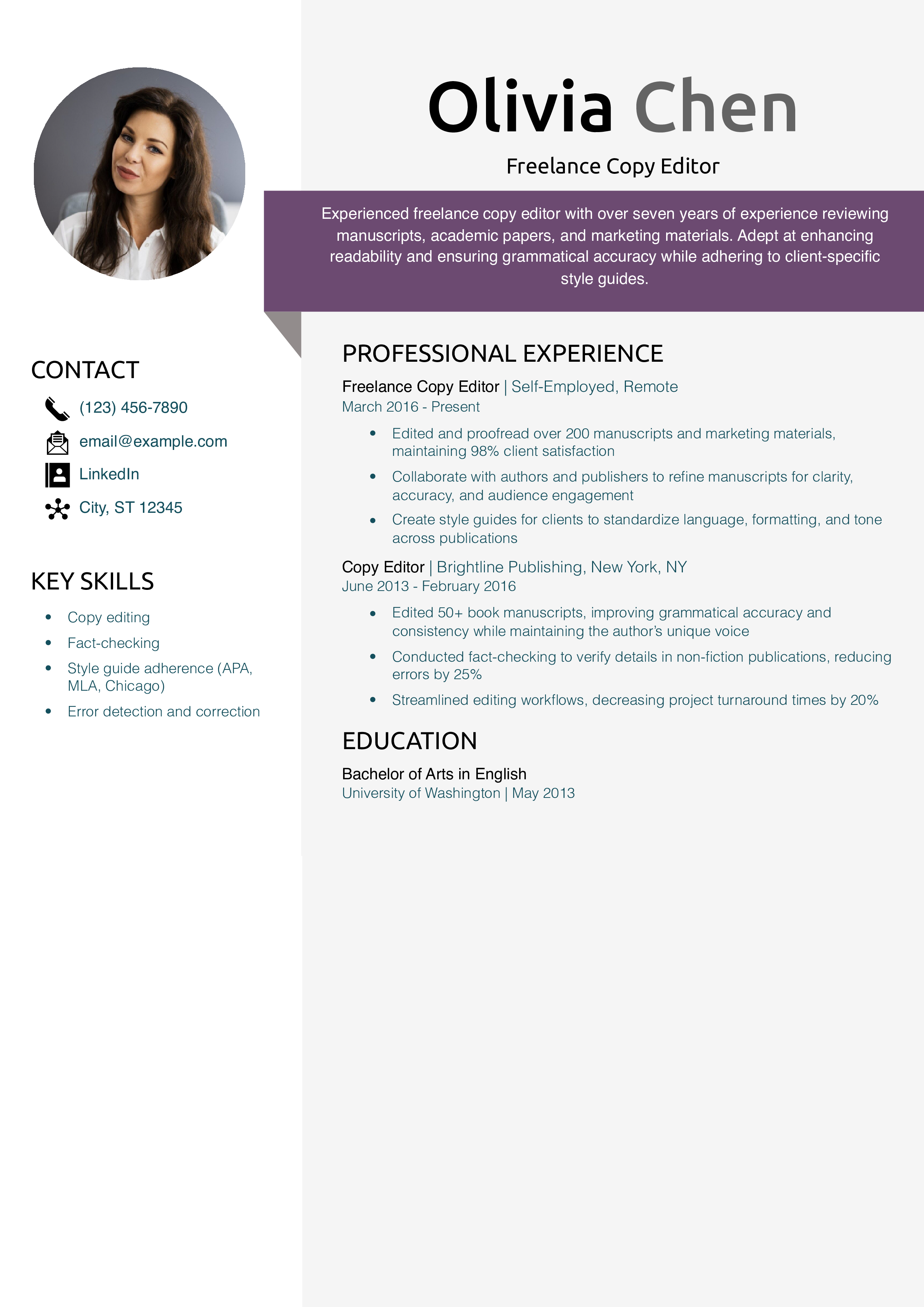 Freelance Copy Editor Resume Example_Copy