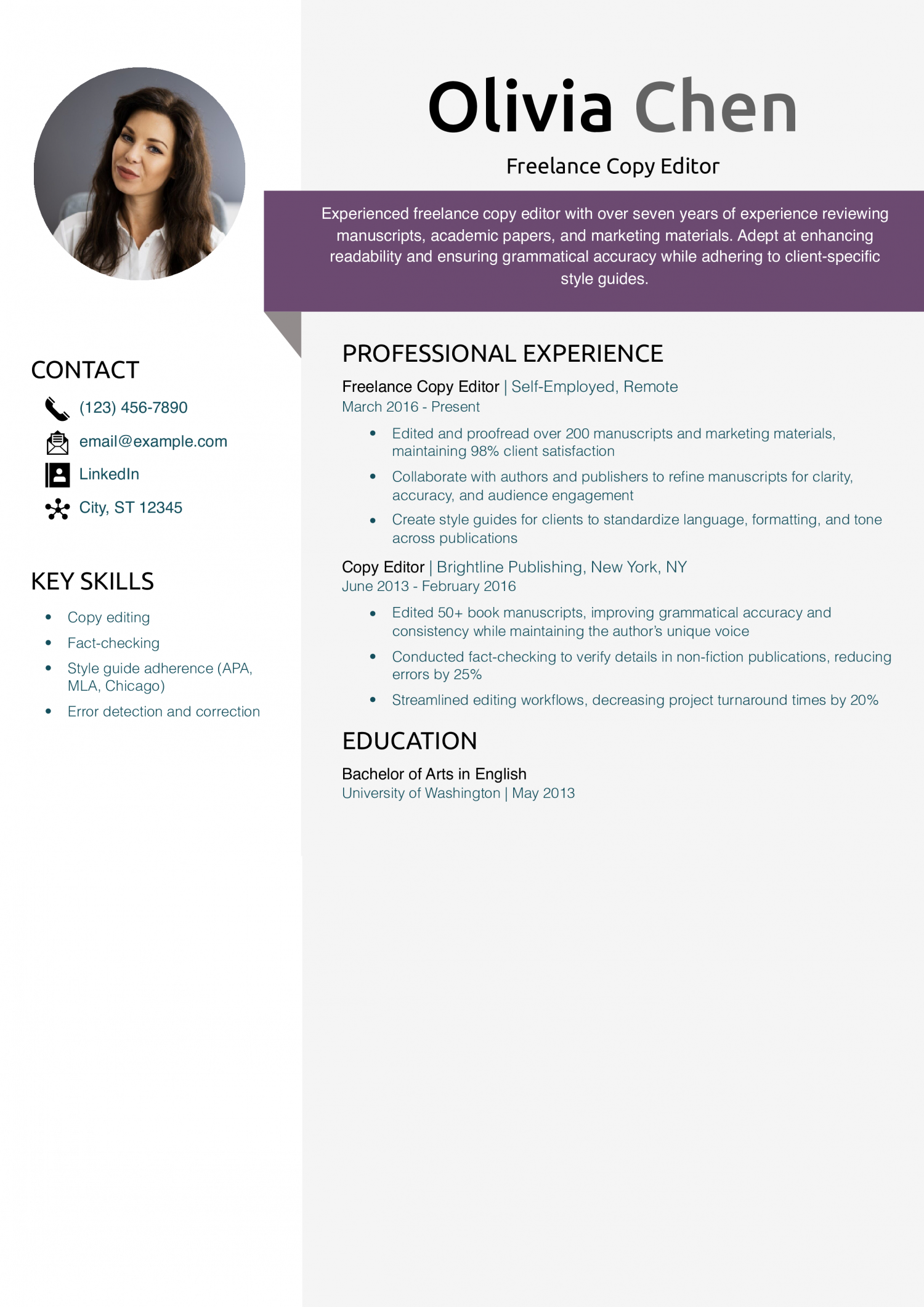 Freelance Copy Editor Resume Example_Copy
