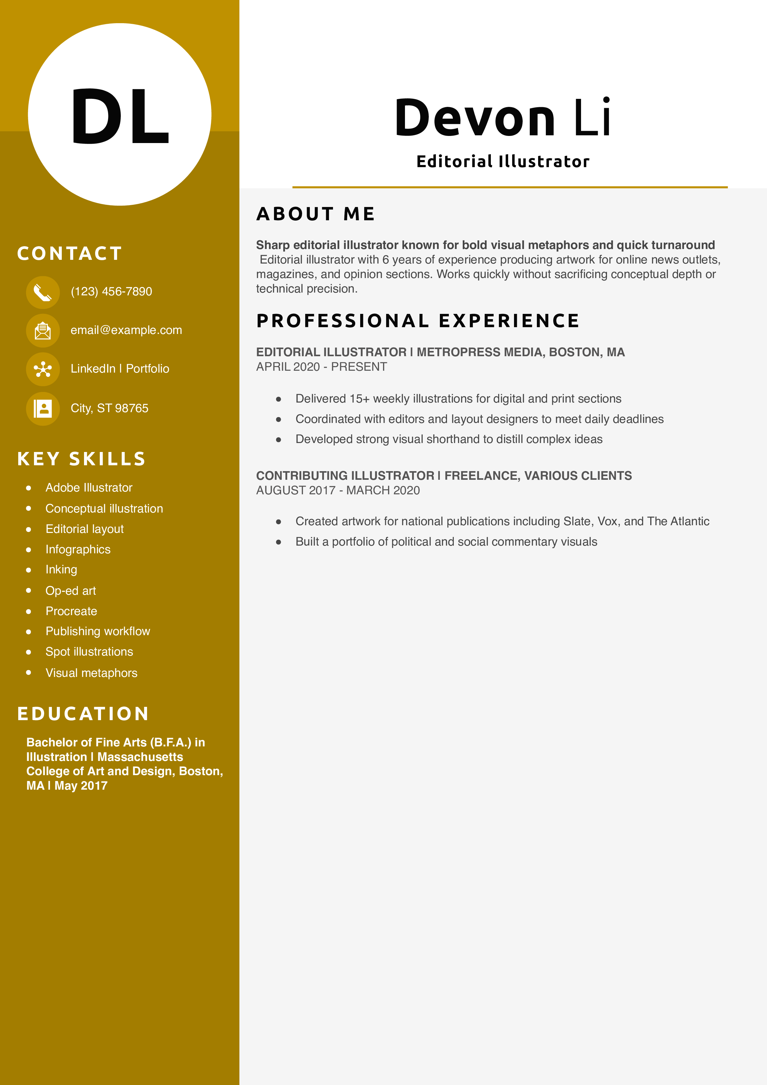 Editorial Illustrator Resume