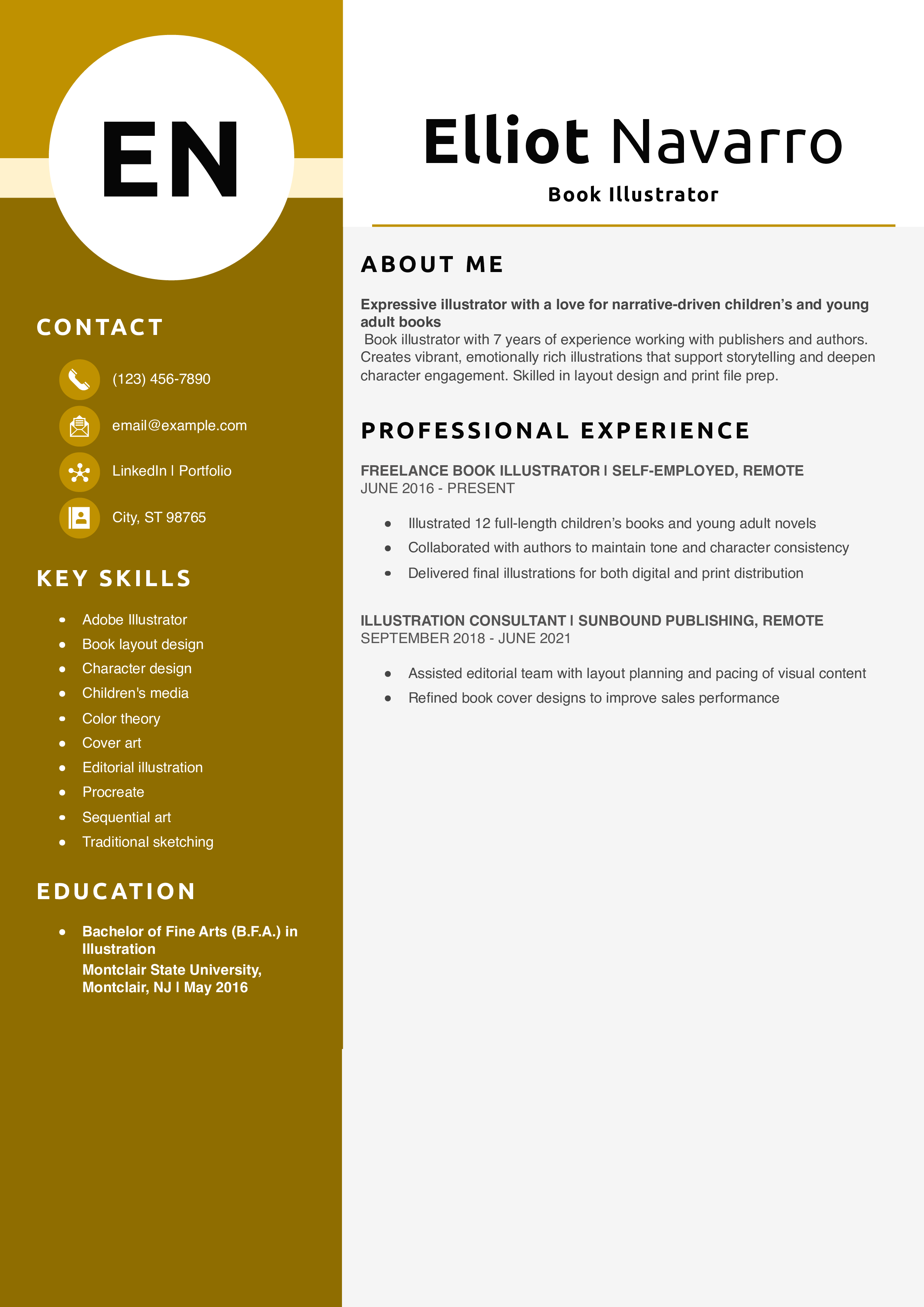 Book Illustrator Resume