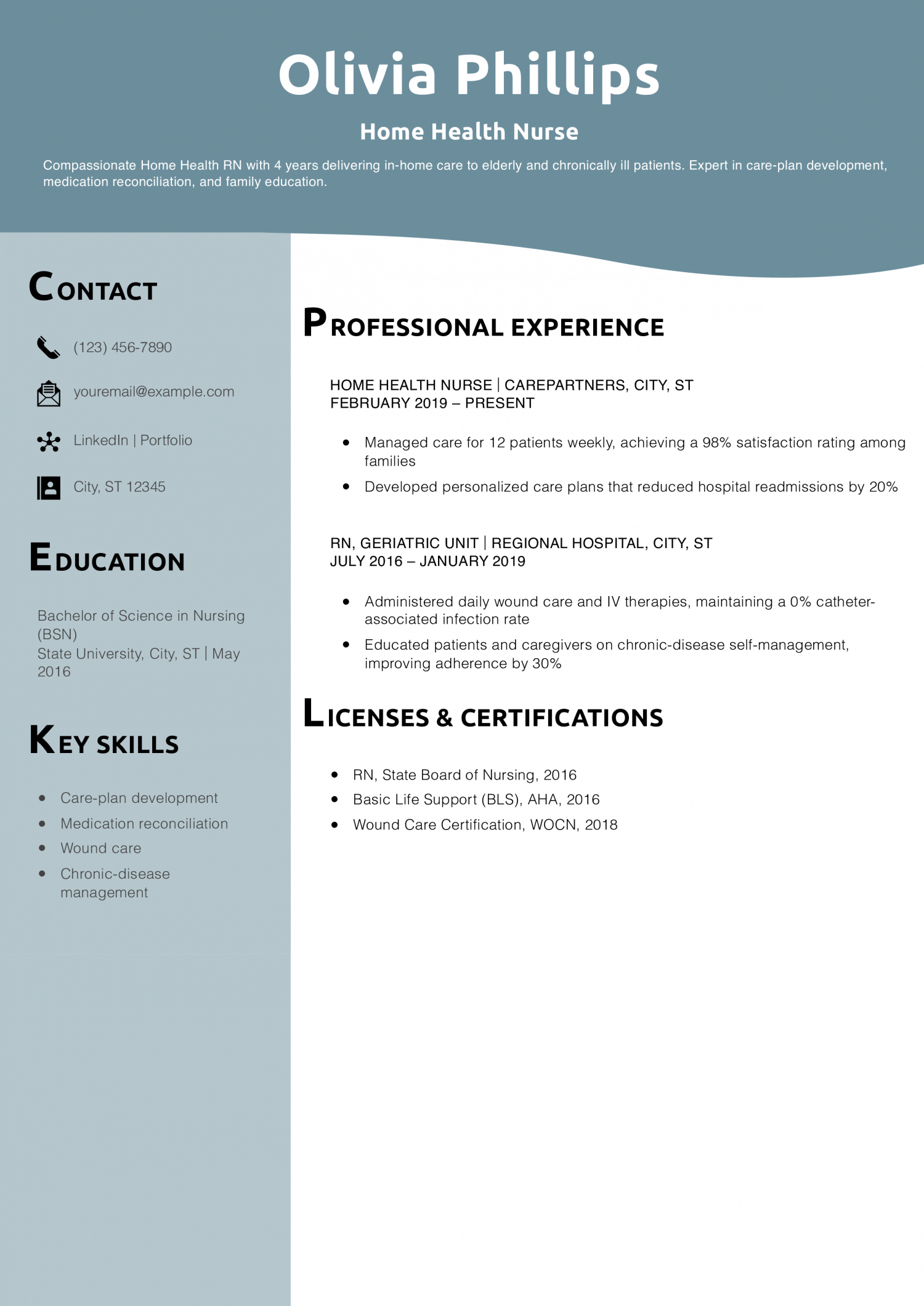 Home Health Nurse Resume Example