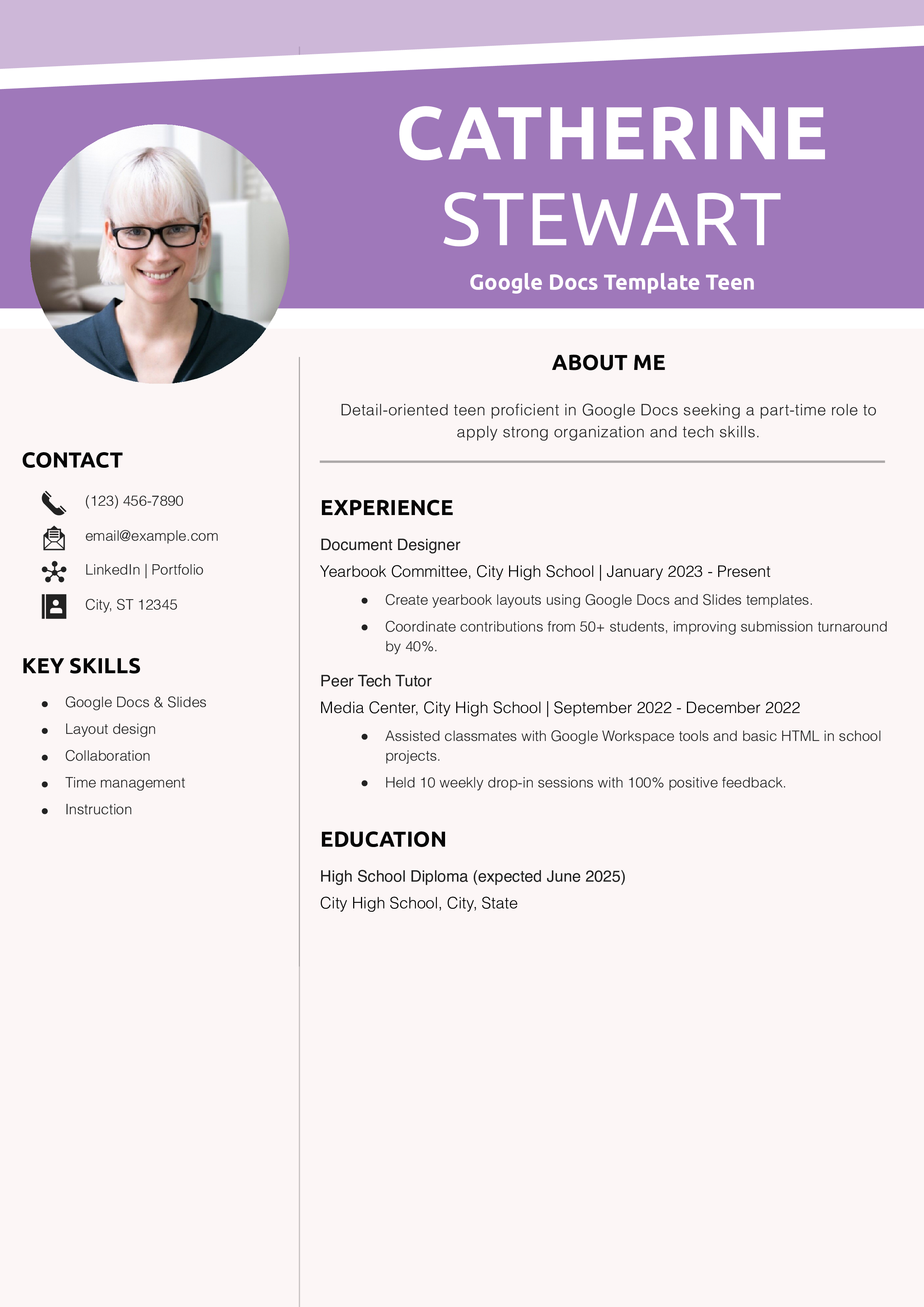Google Docs Template Teen Resume Example