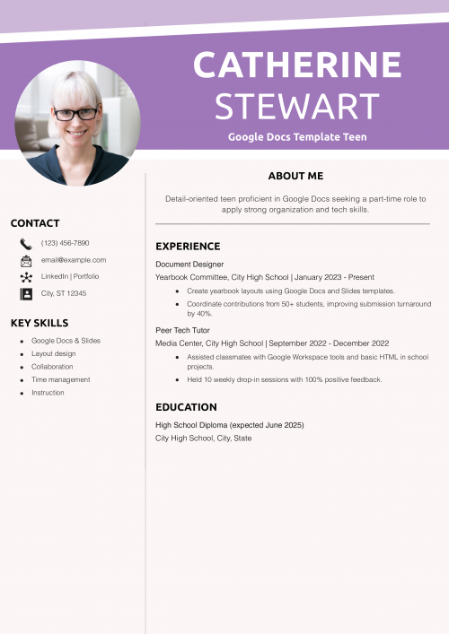 Google Docs Template Teen Resume Example