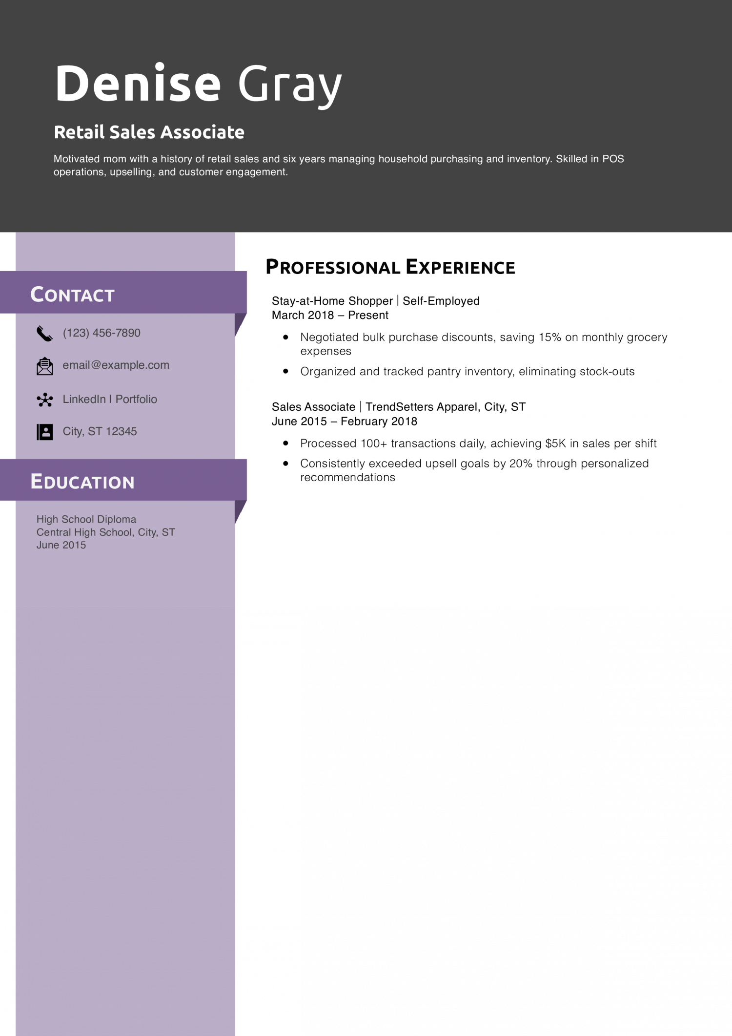 Retail Sales Associate Resume Example