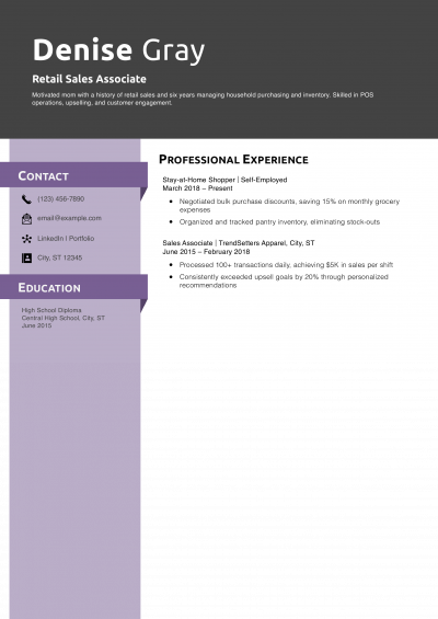 Retail Sales Associate Resume Example