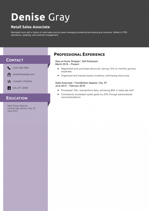 Retail Sales Associate Resume Example