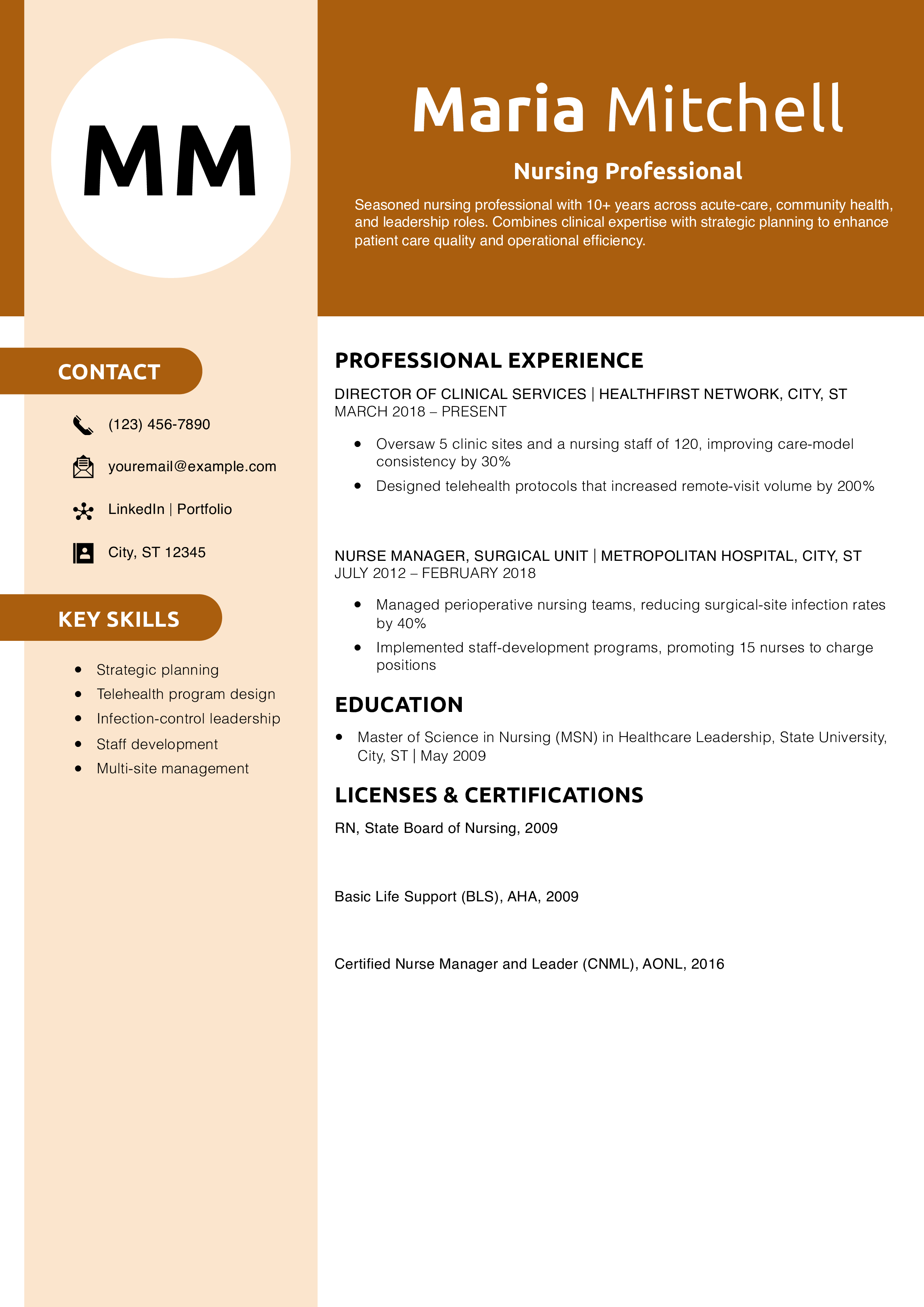Nursing Professional Resume Example