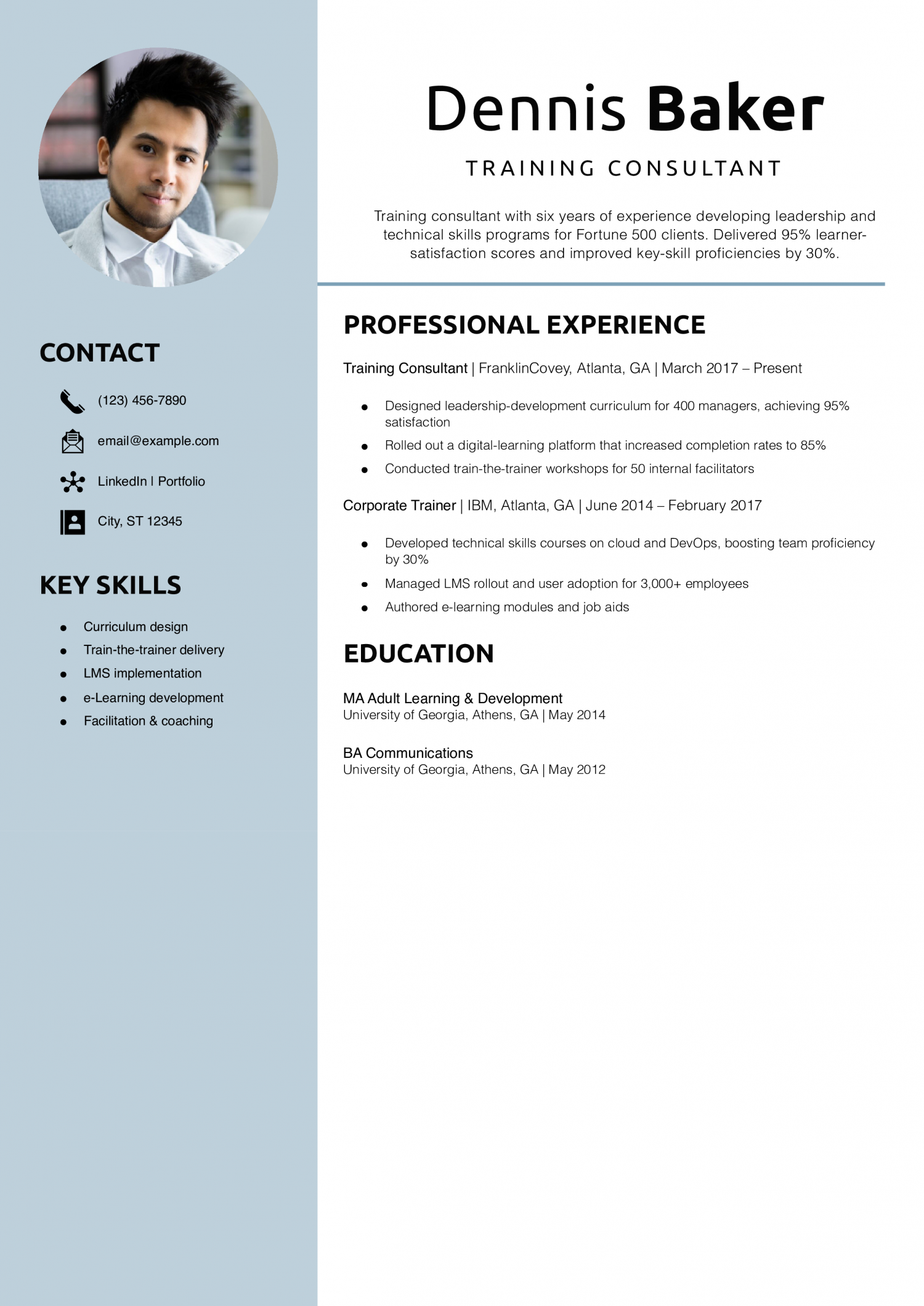 Training Consultant Resume Example
