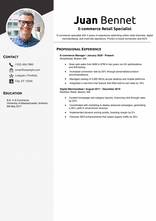 E-commerce Retail Specialist Resume Example