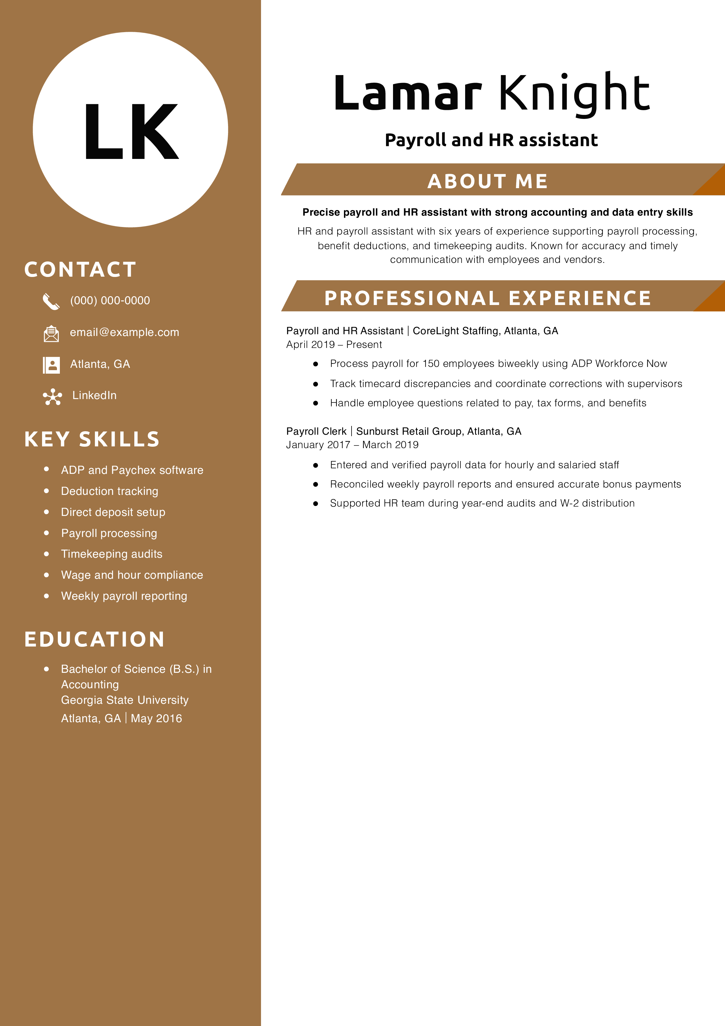 Payroll and HR assistant resume
