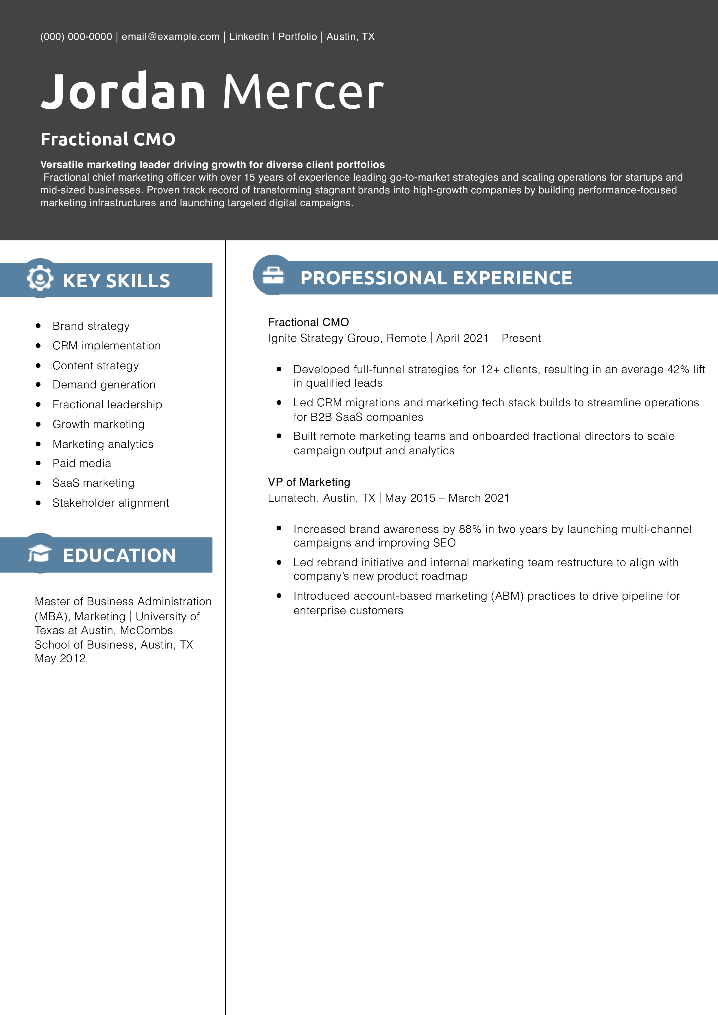 Fractional CMO Resume