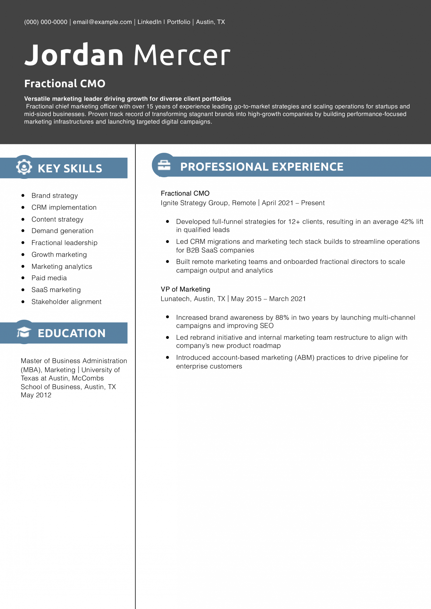 Fractional CMO Resume