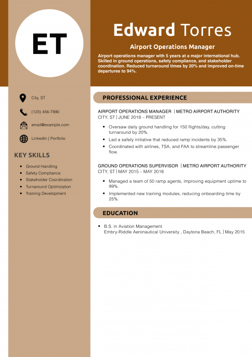 Airport Operations Manager Resume Example