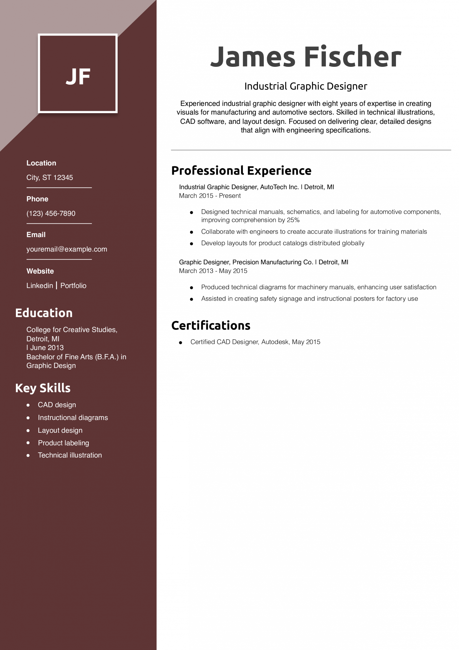 Industrial Graphic Designer Resume Example