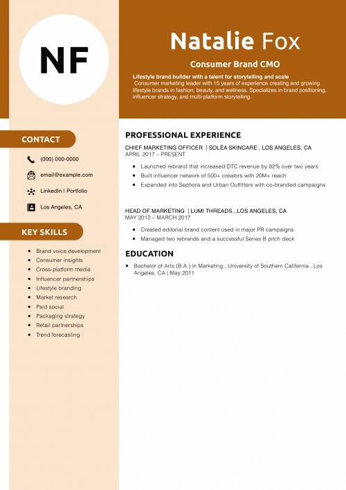 Consumer Brand CMO Resume 