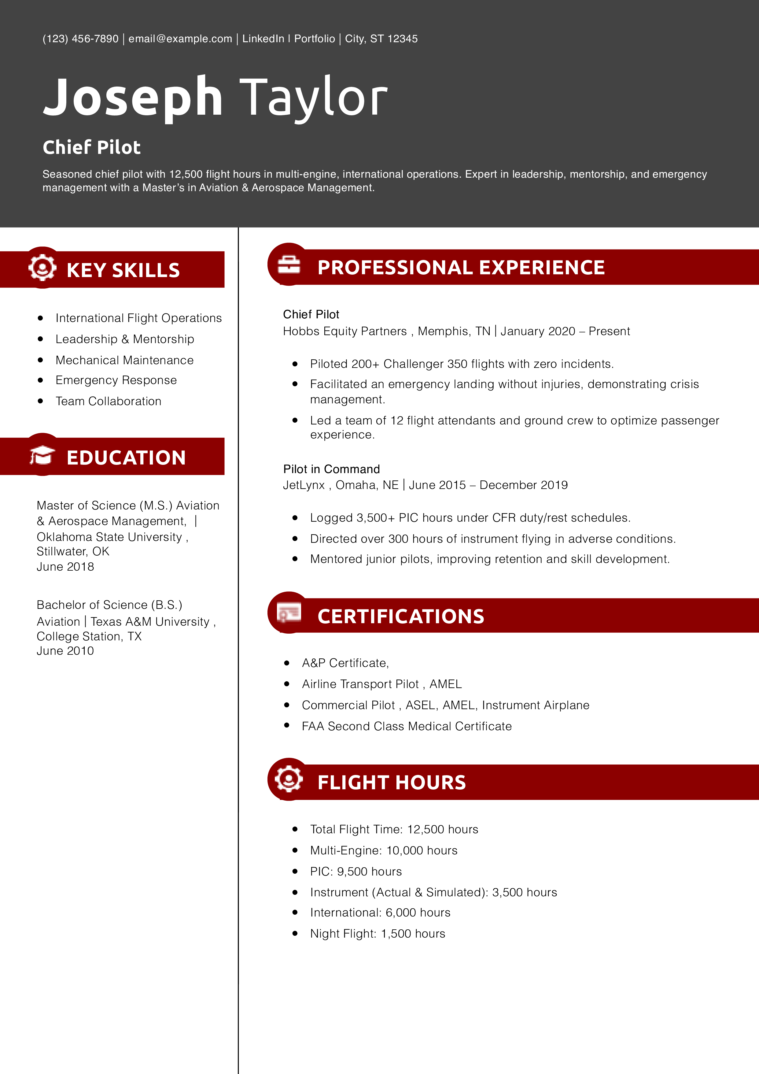 Chief Pilot Resume Example_Copy