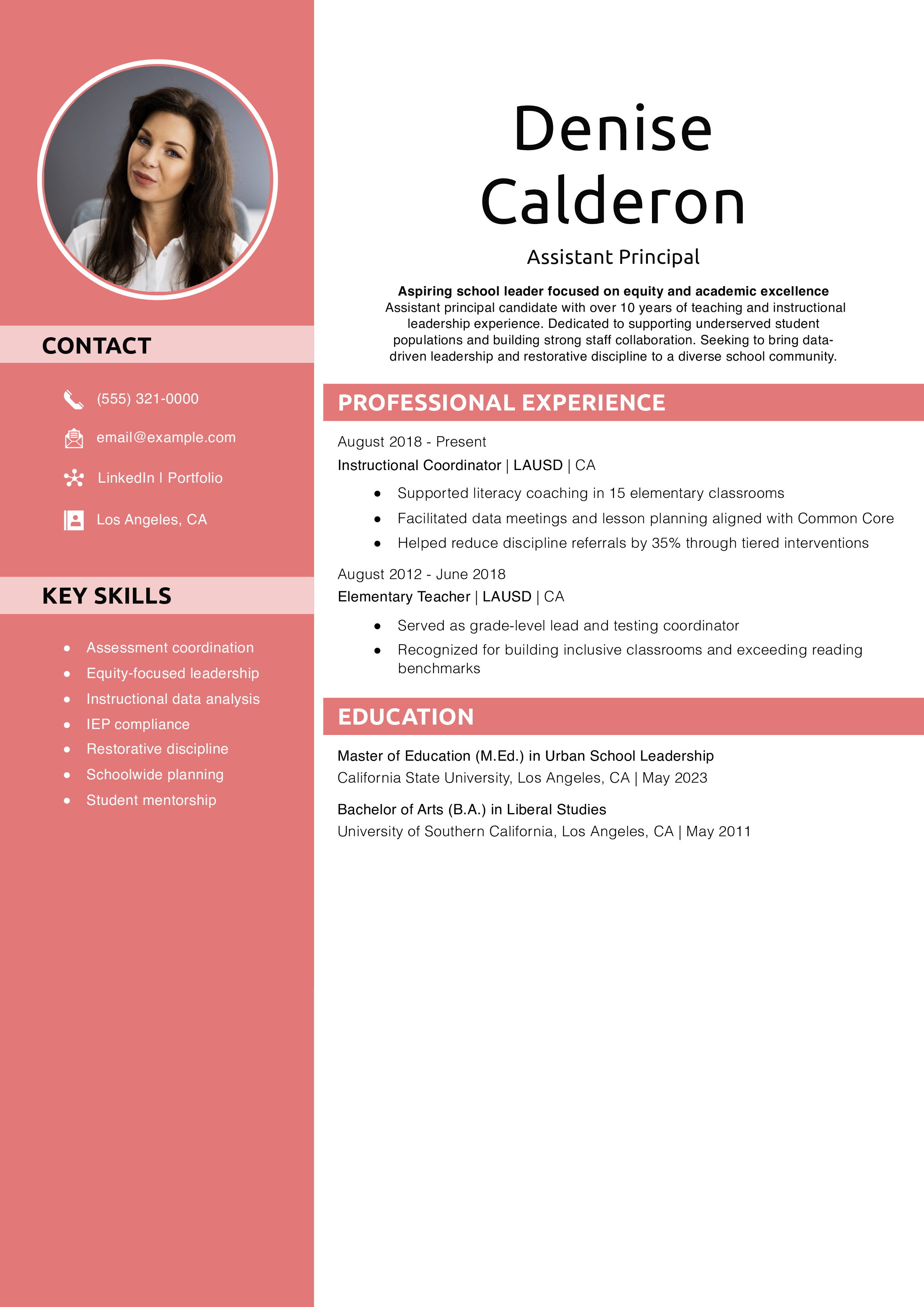 Assistant Principal Resume Objective