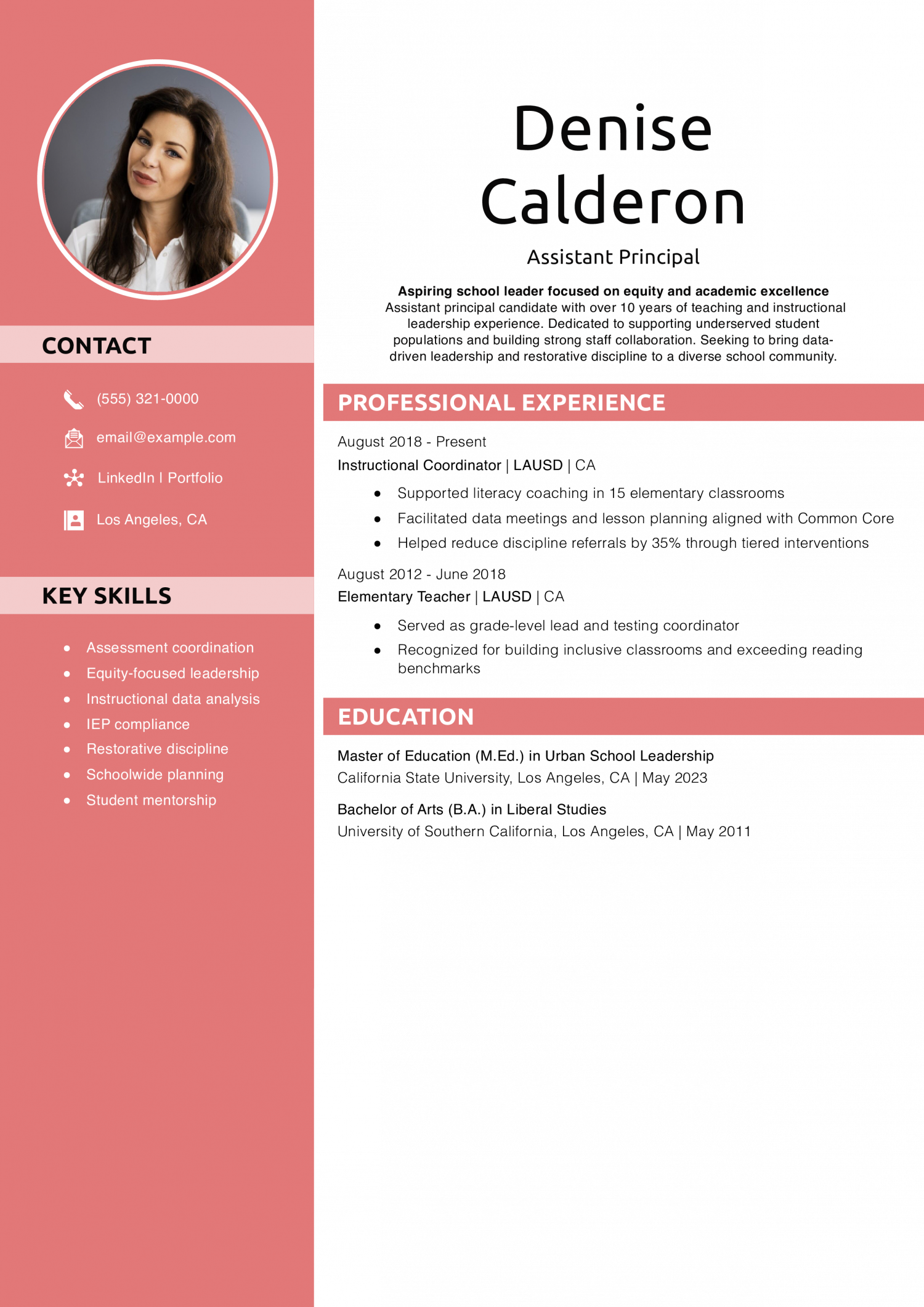 Assistant Principal Resume Objective 