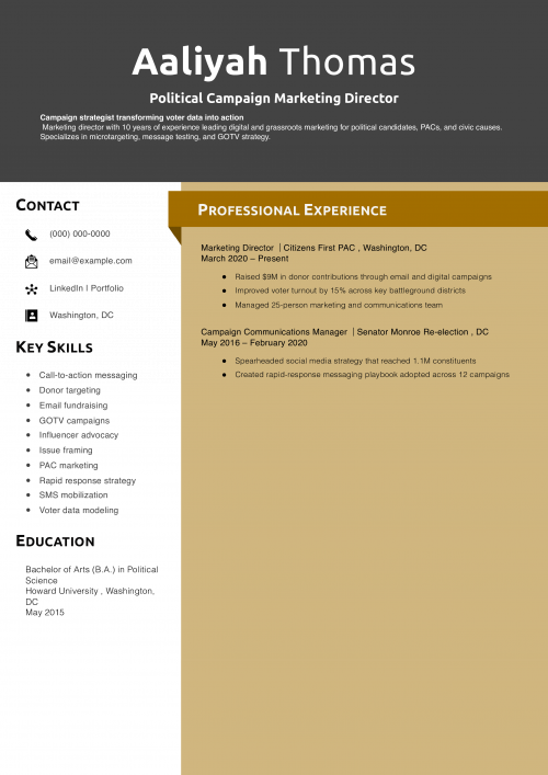 Political Campaign Marketing Director Resume 