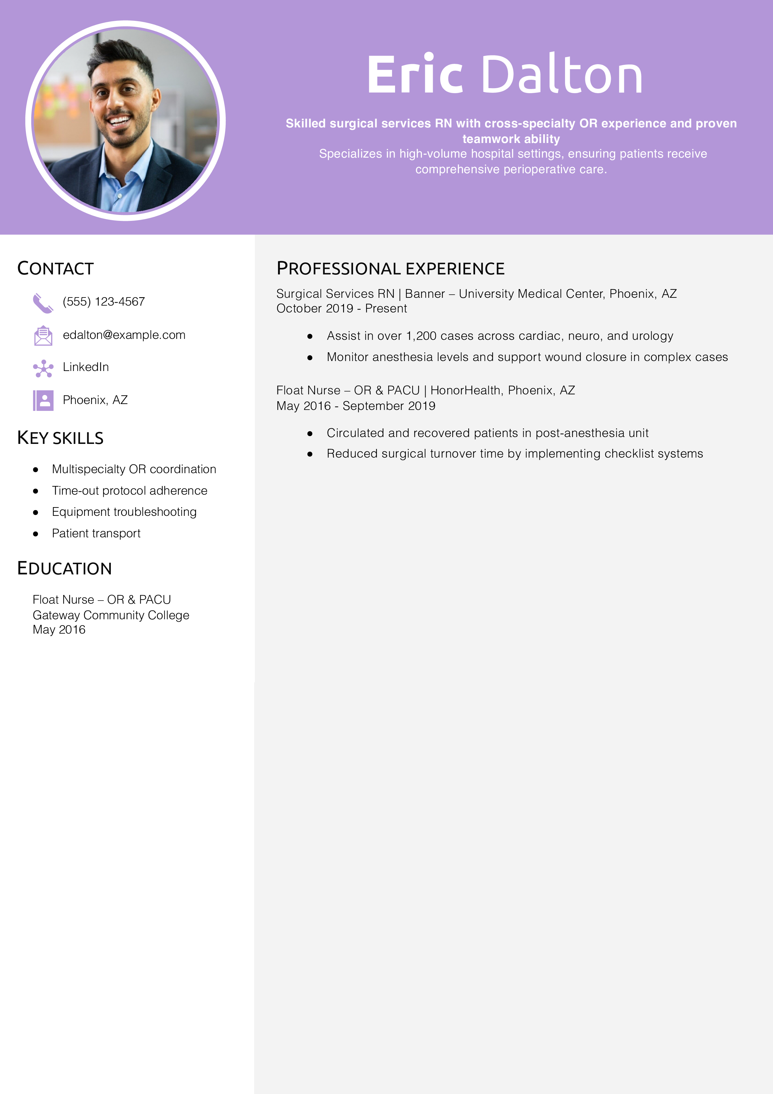 Surgical Services Nurse Resume