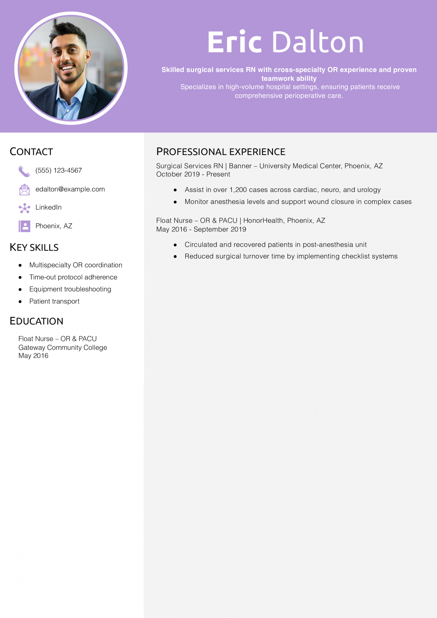 Surgical Services Nurse Resume