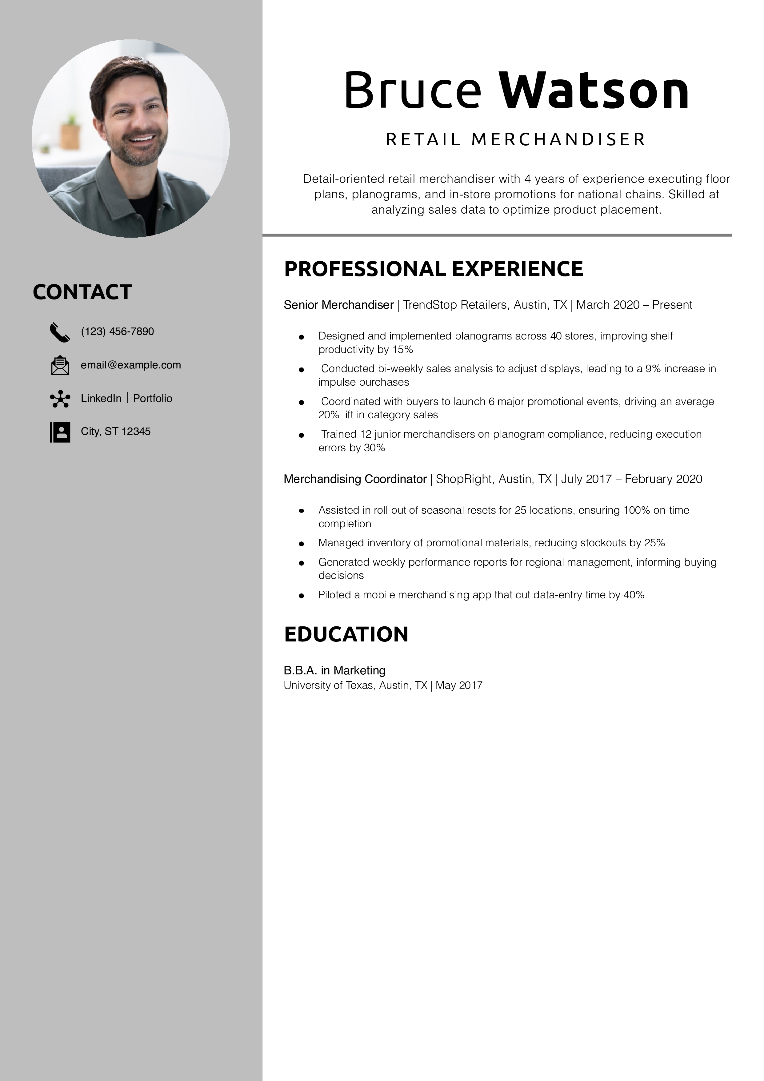 Retail Merchandiser Resume Example