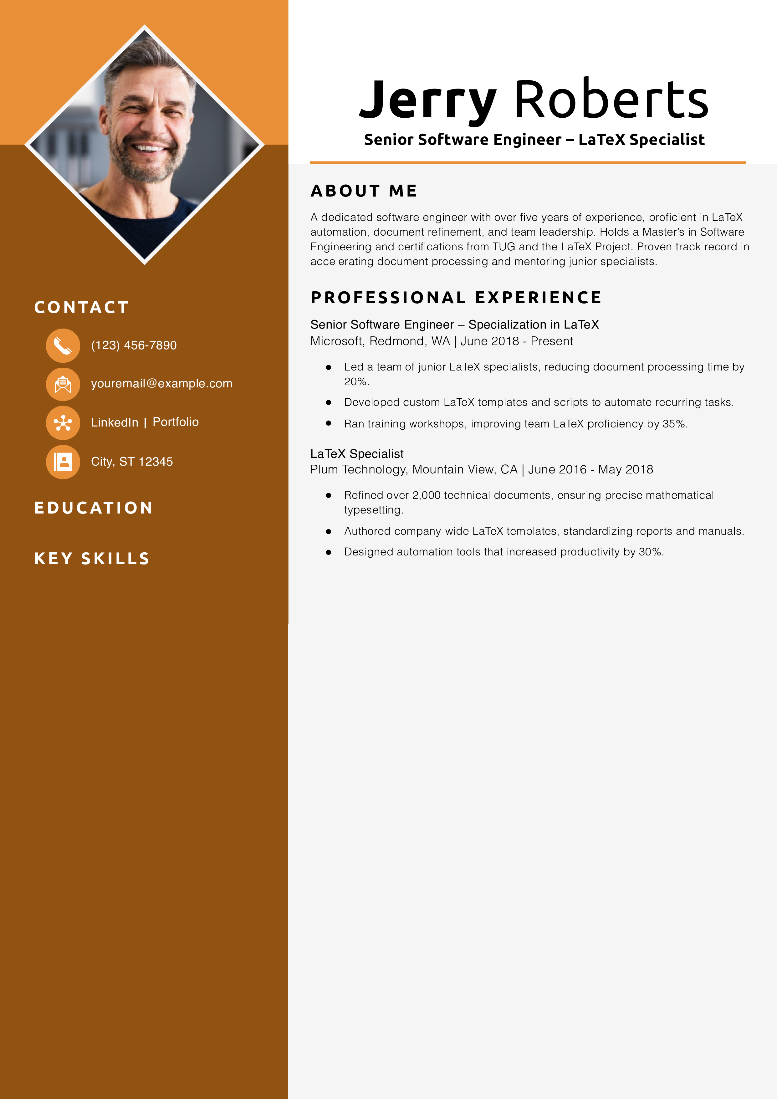 Senior Software Engineer – LaTeX Specialist Resume Example