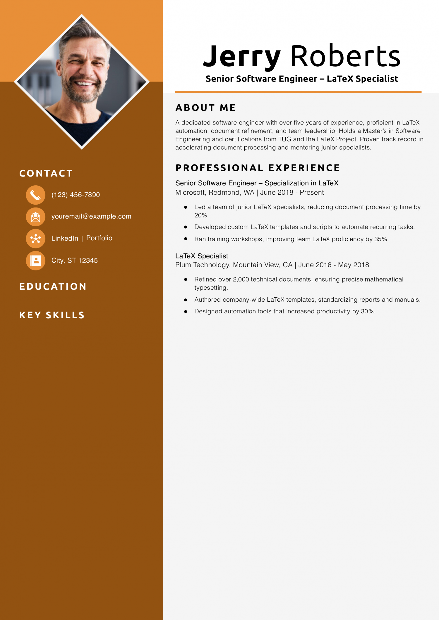 Senior Software Engineer – LaTeX Specialist Resume Example